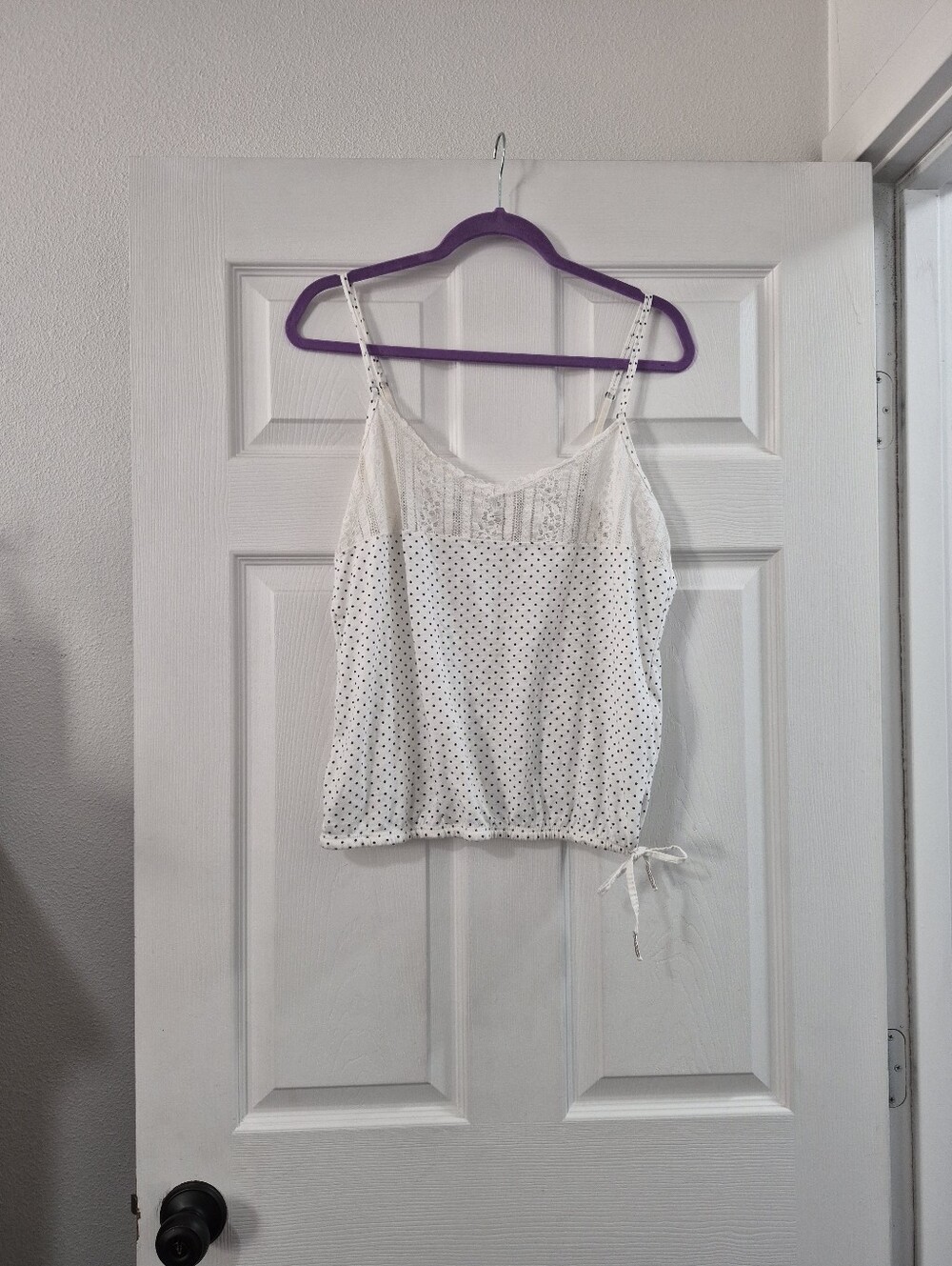 Aeropostale White Polka Dot Lace Trim Cami